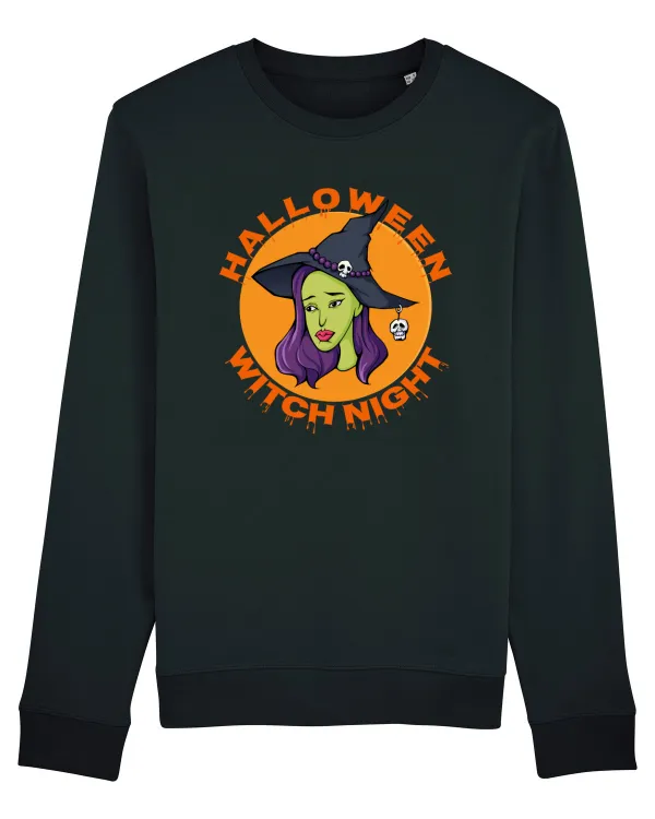 Halloween Witch Night Green Face Witch Black