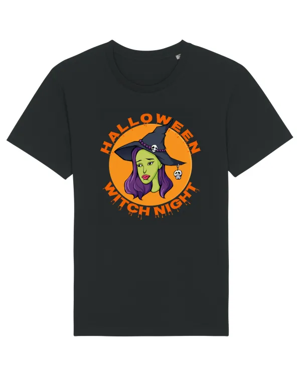 Halloween Witch Night Green Face Witch Black