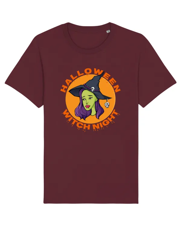 Halloween Witch Night Green Face Witch Burgundy