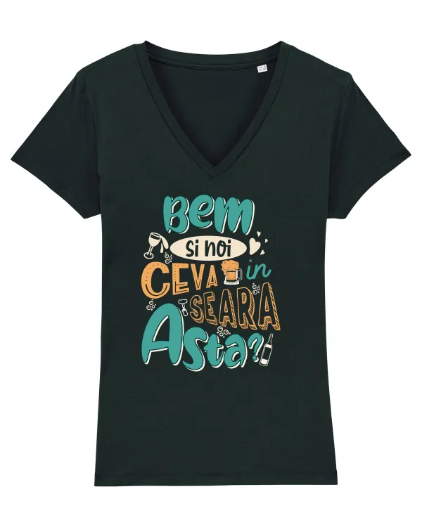 Bem si noi ceva in seara asta Tricou mânecă scurtă guler V Damă Evoker