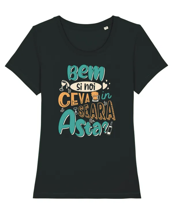 Bem si noi ceva in seara asta Tricou mânecă scurtă guler larg fitted Damă Expresser