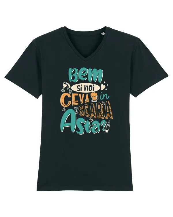 Bem si noi ceva in seara asta Tricou mânecă scurtă guler V Bărbat Presenter