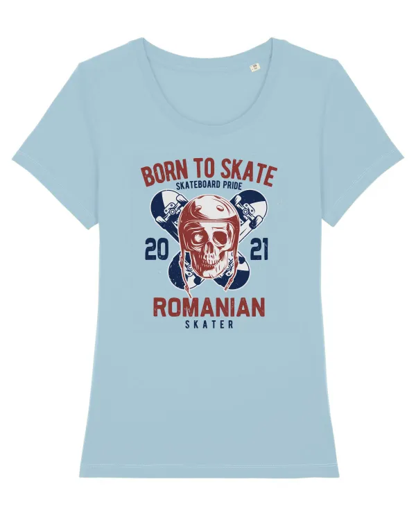 ROMANIAN Skater Tricou mânecă scurtă guler larg fitted Damă Expresser