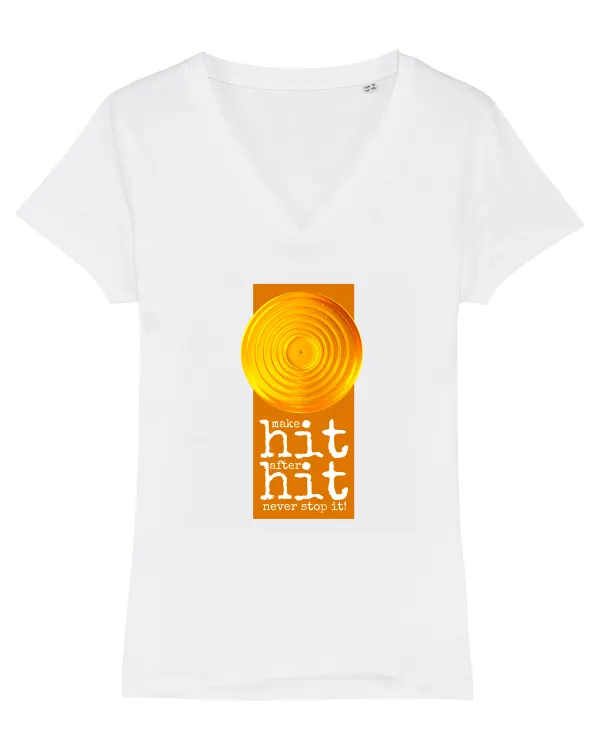 Hit after Hit Gold Tricou mânecă scurtă guler V Damă Evoker
