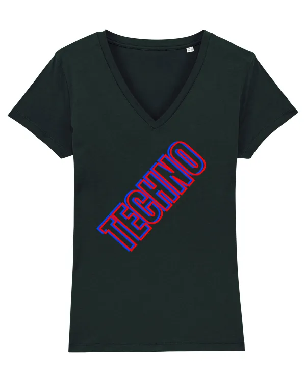 Techno Music Lover  Tricou mânecă scurtă guler V Damă Evoker