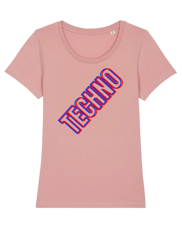 Techno Music Lover  Tricou mânecă scurtă guler larg fitted Damă Expresser