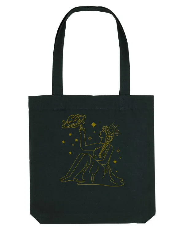 Saturn Planet Celestial Girl Black