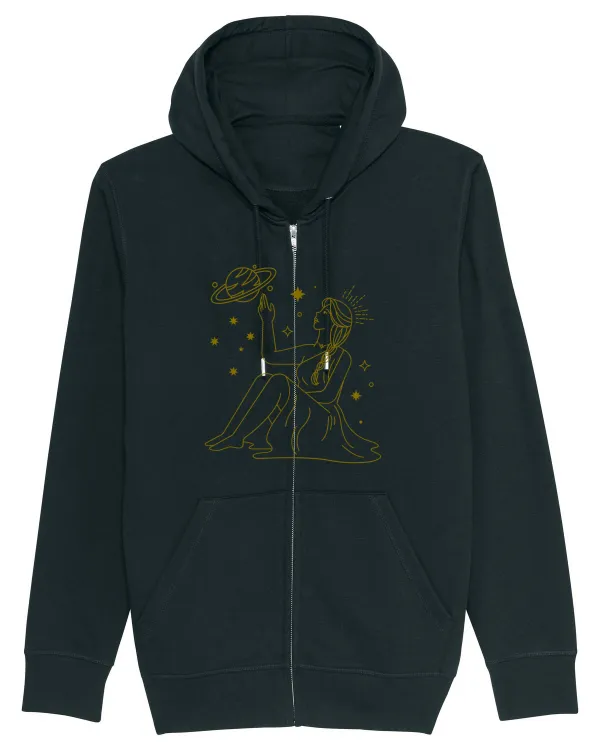 Saturn Planet Celestial Girl Black