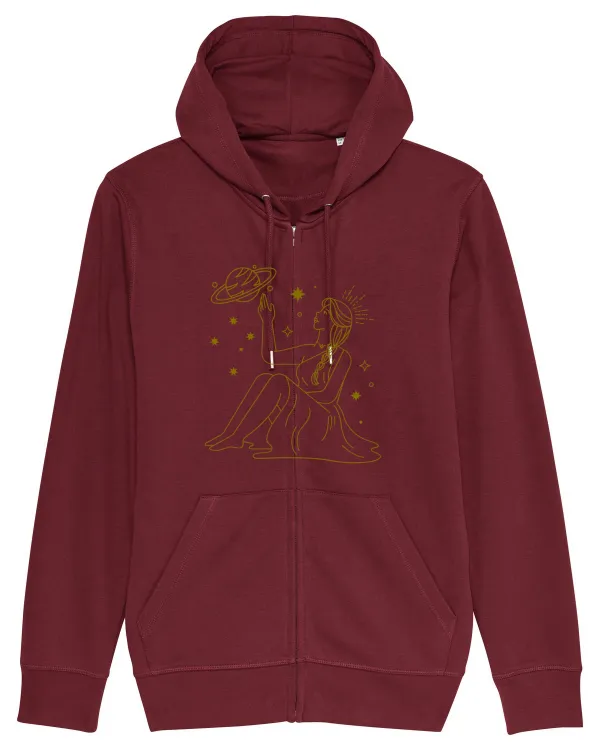 Saturn Planet Celestial Girl Burgundy