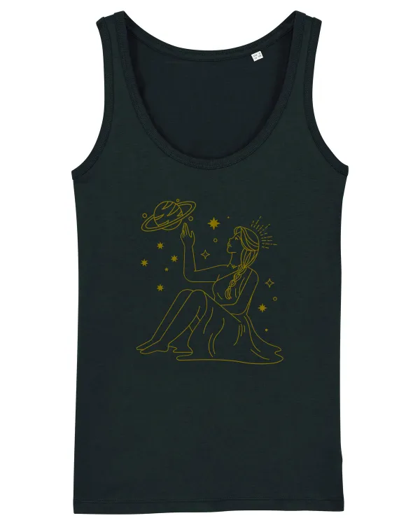 Saturn Planet Celestial Girl Black