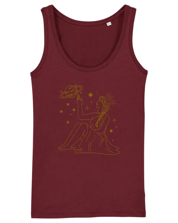Saturn Planet Celestial Girl Burgundy