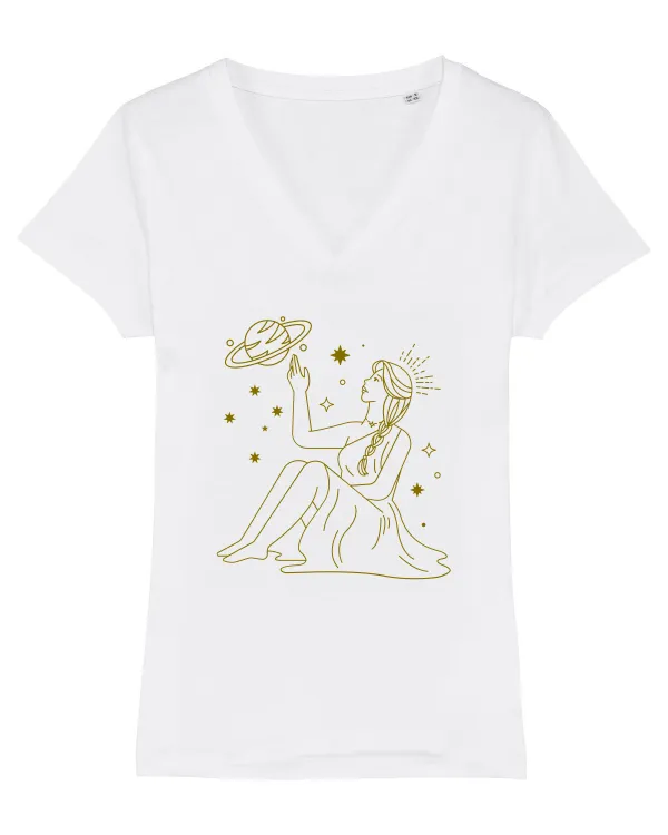 Saturn Planet Celestial Girl White