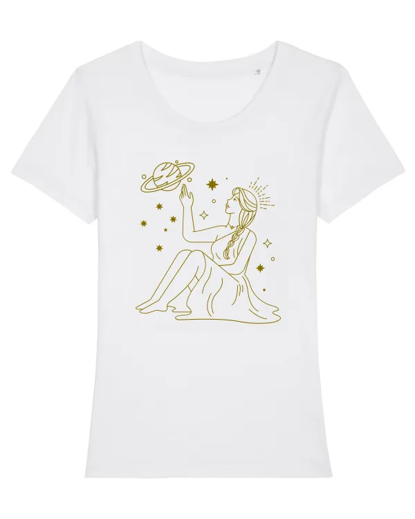 Saturn Planet Celestial Girl White