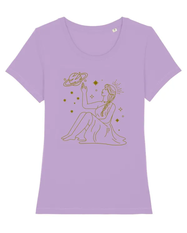 Saturn Planet Celestial Girl Lavender Dawn