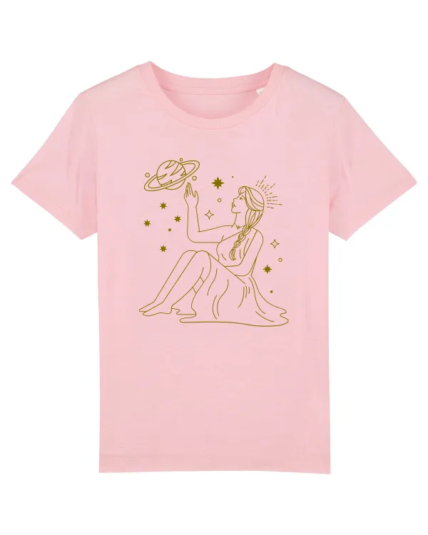 Saturn Planet Celestial Girl Cotton Pink