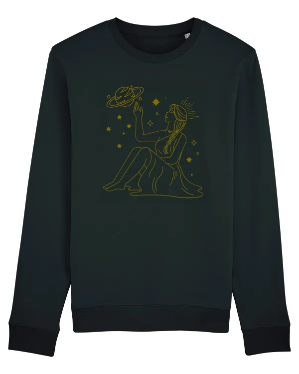 Saturn Planet Celestial Girl Black