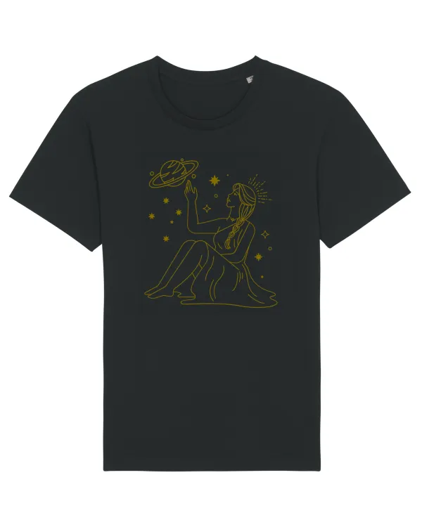 Saturn Planet Celestial Girl Black