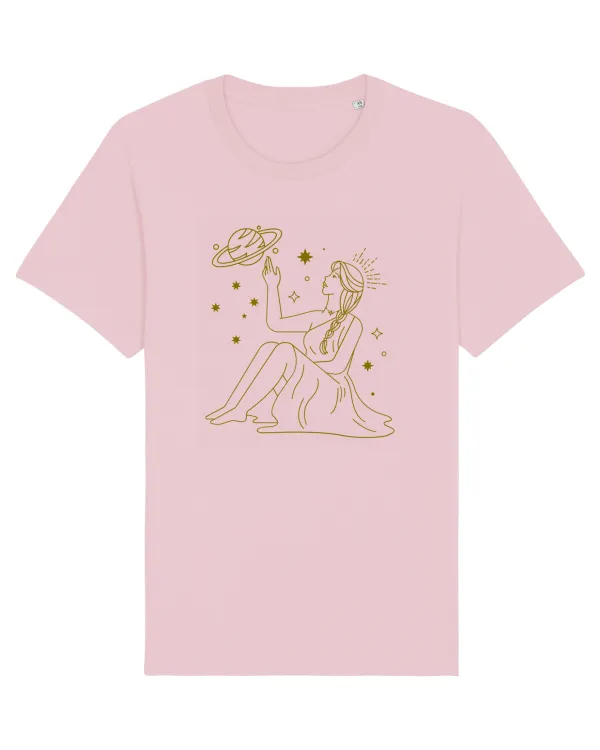 Saturn Planet Celestial Girl Cotton Pink