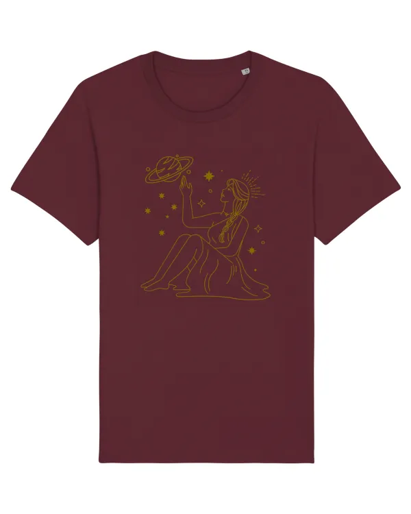 Saturn Planet Celestial Girl Burgundy