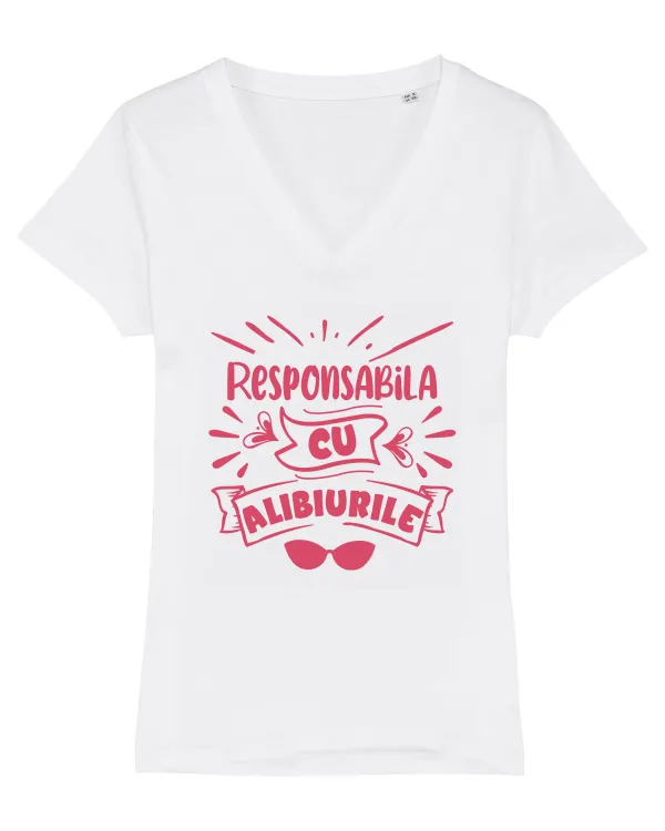 Responsabila cu alibiurile Tricou mânecă scurtă guler V Damă Evoker