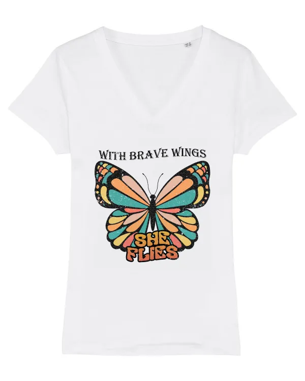 With Brave Wings She Flies Tricou mânecă scurtă guler V Damă Evoker