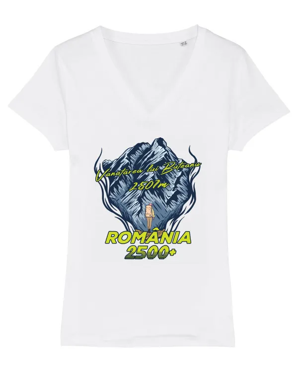 Pentru montaniarzi - Man vs mountain - Vânătarea lui Buteanu Tricou mânecă scurtă guler V Damă Evoker