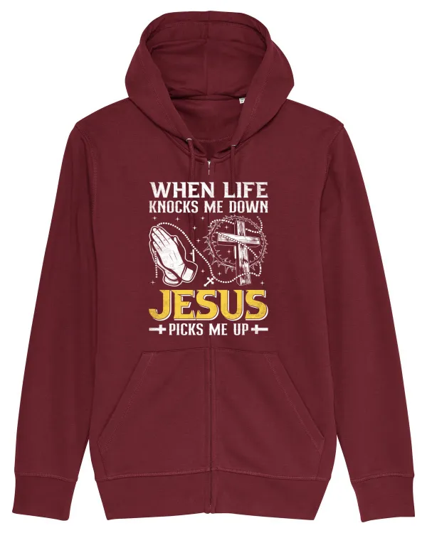 When life knocks me down Jesus picks me up Burgundy