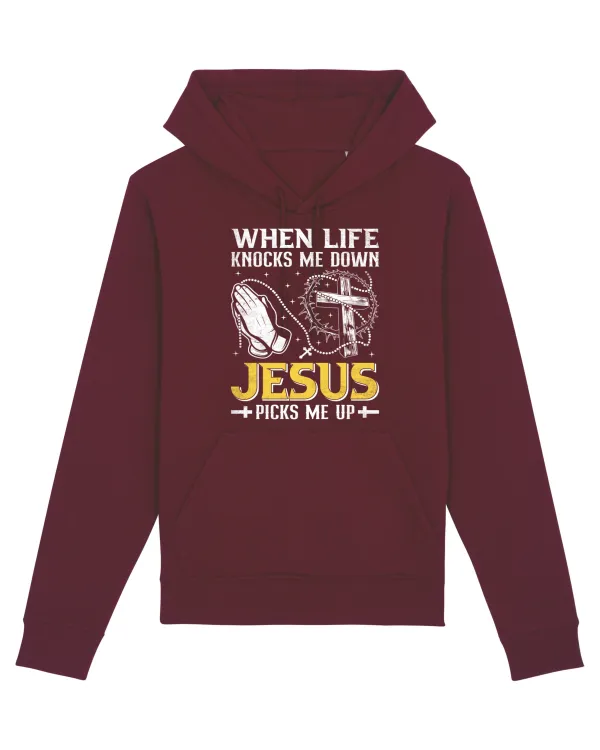When life knocks me down Jesus picks me up Burgundy