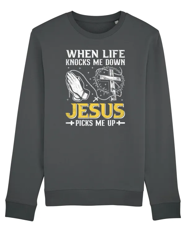 When life knocks me down Jesus picks me up Anthracite