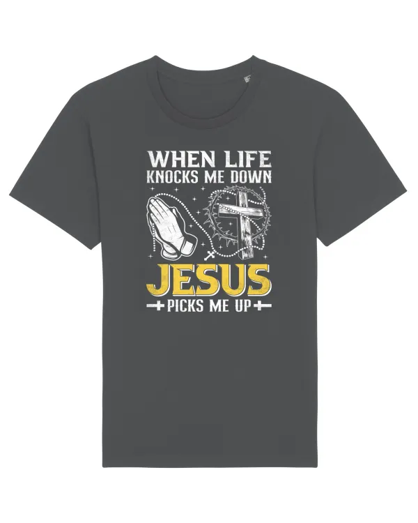When life knocks me down Jesus picks me up Anthracite