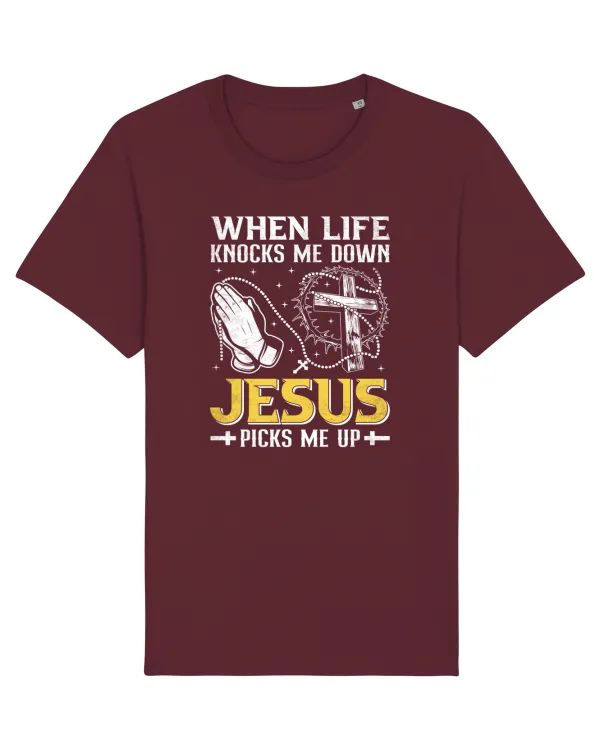 When life knocks me down Jesus picks me up Burgundy