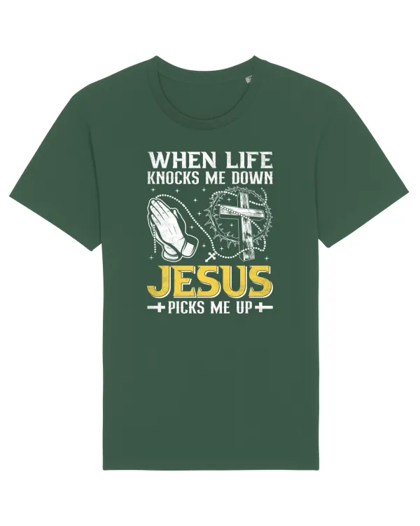 When life knocks me down Jesus picks me up Bottle Green