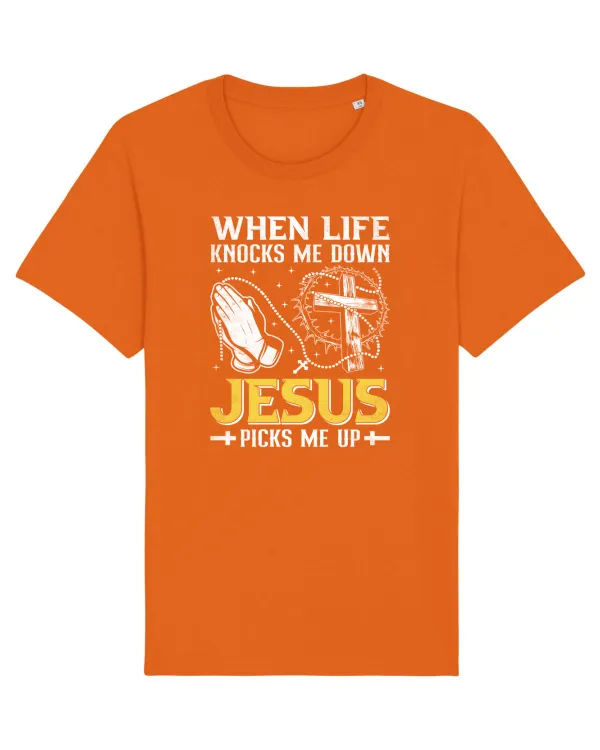 When life knocks me down Jesus picks me up Bright Orange