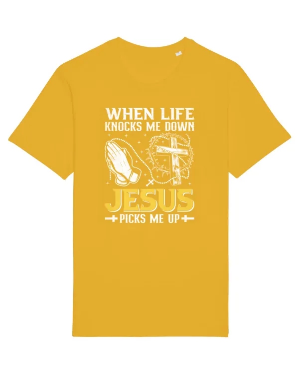 When life knocks me down Jesus picks me up Spectra Yellow
