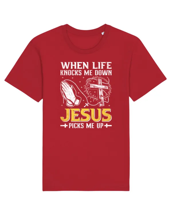 When life knocks me down Jesus picks me up Red
