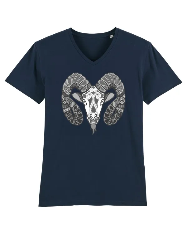 Berbec-zodiac B&W Tricou mânecă scurtă guler V Bărbat Presenter