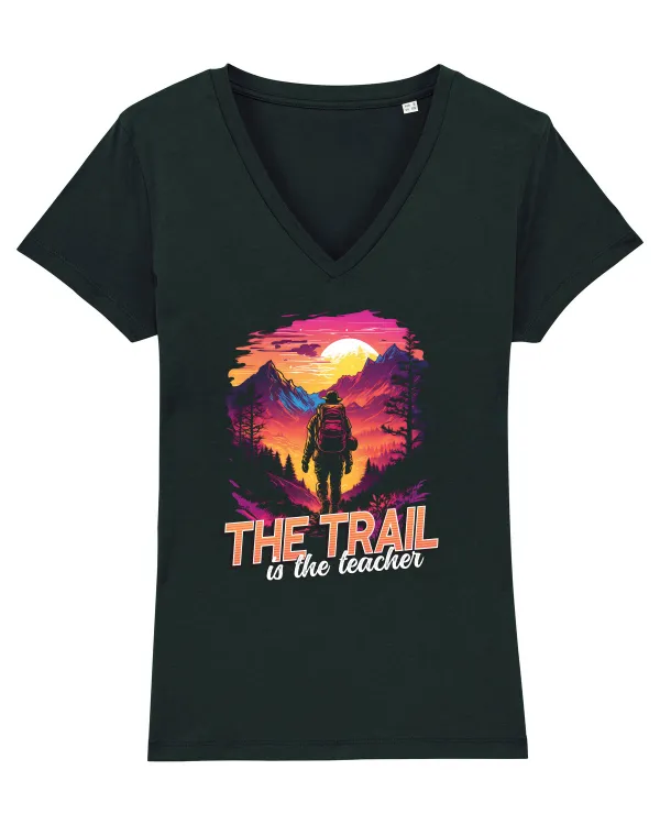 in stil synthwave - The trail is the teacher Tricou mânecă scurtă guler V Damă Evoker