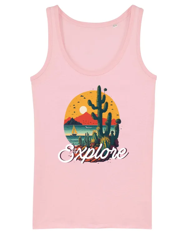 Explore - plaja cu cactusi si apus de soare Cotton Pink