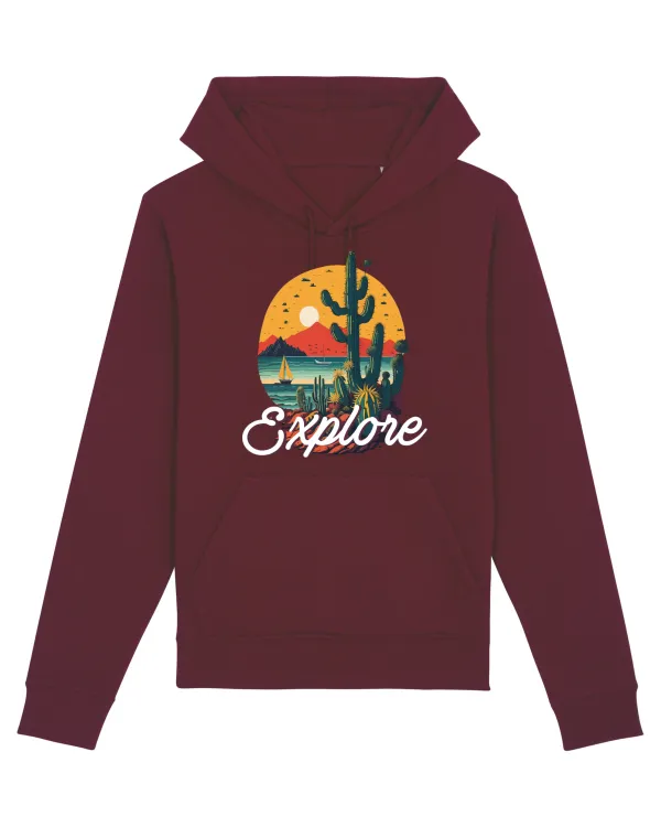 Explore - plaja cu cactusi si apus de soare Burgundy