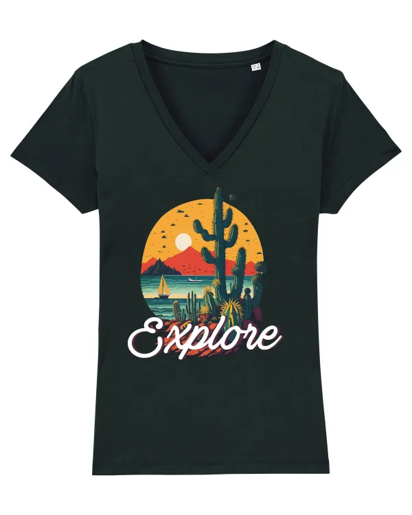 Explore - plaja cu cactusi si apus de soare Black