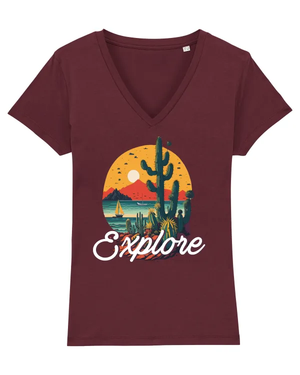 Explore - plaja cu cactusi si apus de soare Burgundy