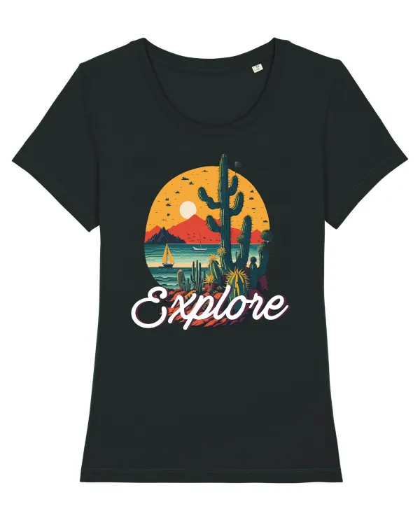 Explore - plaja cu cactusi si apus de soare Black