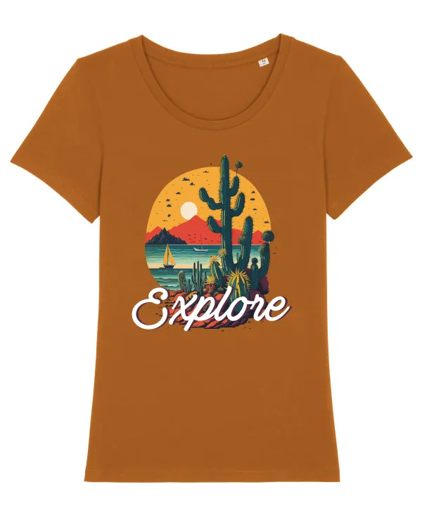 Explore - plaja cu cactusi si apus de soare Roasted Orange