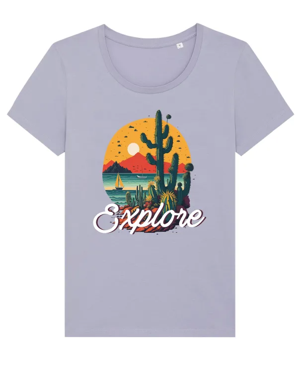 Explore - plaja cu cactusi si apus de soare Lavender