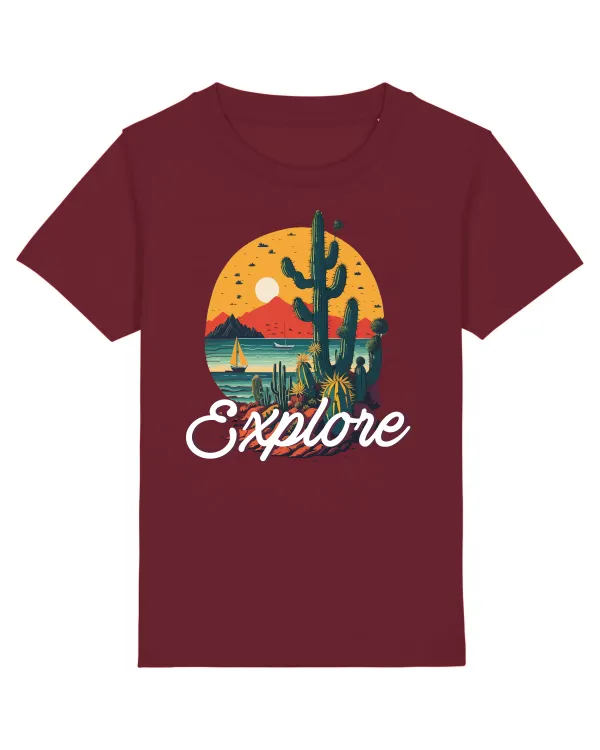 Explore - plaja cu cactusi si apus de soare Burgundy