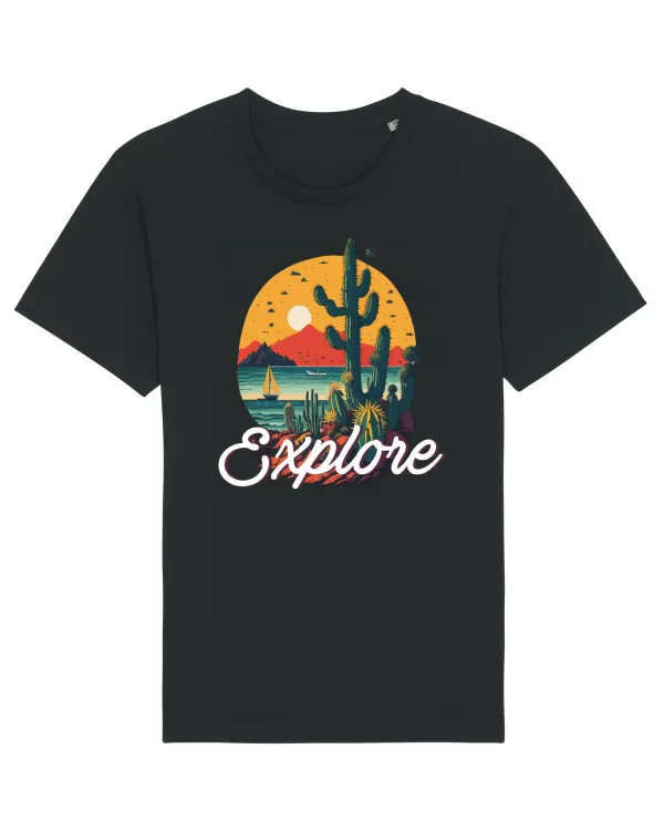 Explore - plaja cu cactusi si apus de soare Black