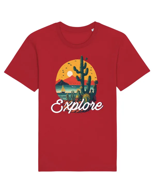 Explore - plaja cu cactusi si apus de soare Red
