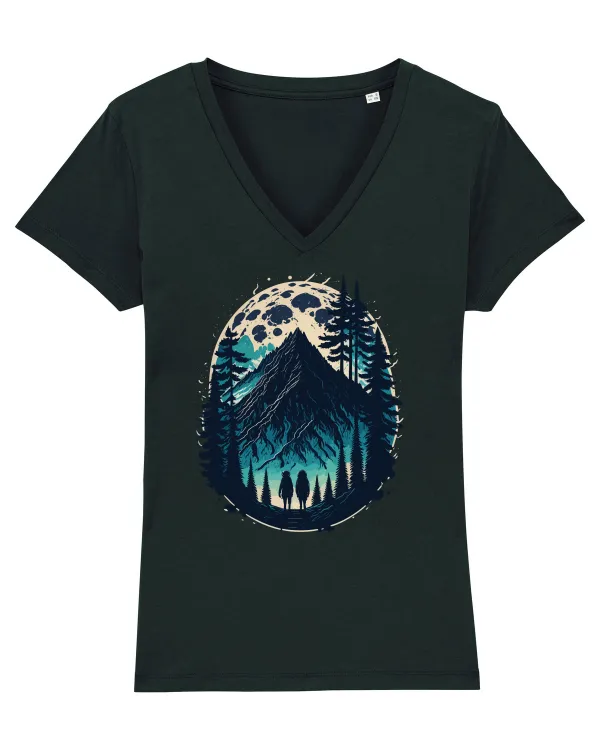 Full moon forest adventure Tricou mânecă scurtă guler V Damă Evoker