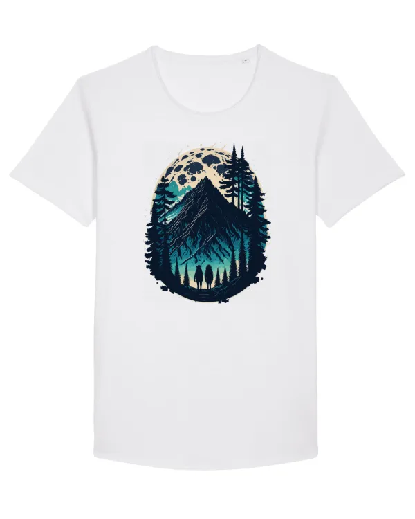Full moon forest adventure Tricou mânecă scurtă guler larg Bărbat Skater