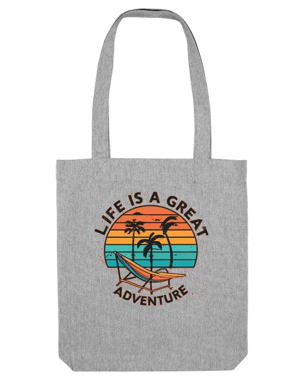 Life Is A Great Adventure Retro Sunset Heather Grey